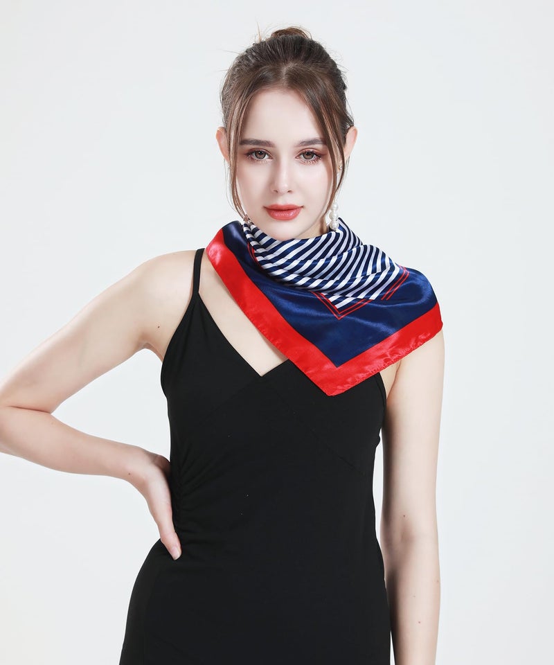 QBSM Womens 23.6 inch Satin Silk Feeling Formal Square Neck Scarf Head Hair Wraps Kerchief - Image 5